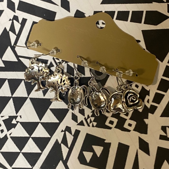 Three Pair Silver-tone Pierced Earrings - Picture 2 of 3